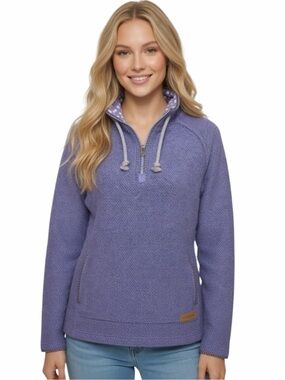 Weird Fish Constantine Print Trim 1/4 Zip Classic Macaroni Sweatshirt Size 14
